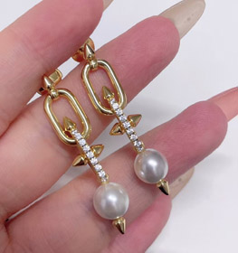 Tiffany diamentowe kolczyki z perłą-3679  