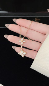 Louis Vuitton LV kwiatowy wzór diamentowy zestaw matki perły naszyjnik-3860  