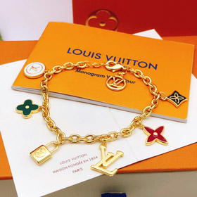 Louis Vuitton LV List Flower Lock Stone Color Drop Oil Bransoletka-3874  