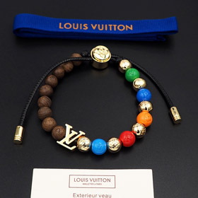 Louis Vuitton LV regulowalny sznurek ozdobiony drewniany napis metalowy z koralikami bransoletka-394  