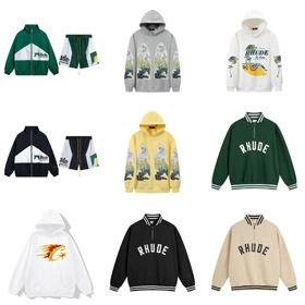 RHUDE nowa miłość kokosowe drzewo plaża z kapturem popularny sweter-4413  