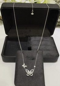 Graff Duet Diamond Two Butterfly Full Diamond Necklace-0258