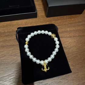 Chrome Hearts Gold Pearl Bracelet-0378