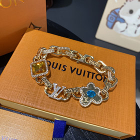 Louis Vuitton LV chain and engraved letters daisy bracelet-0554  