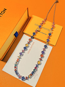 Louis Vuitton LV Letters and Floral Rainbow Bead Necklace-0556  